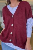 Made in Italy Hush Button Knit Waistcoat Burgundy